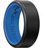 King Will Fedi nuziali in silicone per uomini e donne, interno sottile con motivo a cuore, anello di fidanzamento in gomma nero/blu/blu menta/grigio, larghezza 8 mm, spessore 2,2 mm, N 1/2(54.43mm