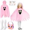 TECHEEL Costume da fantasma per bambini, costume da Halloween con fantasma, luce nella mente buia, colore bianco, mantello per Halloween, per ragazzi e ragazze