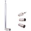 Greluma Kit Antenna Telescopica FM 75 Connettore Tipo F Sbilanciato Antenna Sostitutiva Radio DAB per TV Ricevitore Stereo Radio AM FM (76 cm / 30 )