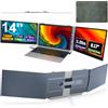 SMISEACOW Monitor portatile per laptop,Ultra-sottile e Ultra-leggero da 14″FHD 1080P S8Pro Triplo Schermo PC Portatile,Plug & Play per laptop da 13-17″con supporto,compatibile con Windows/Mac/Linux