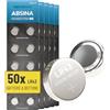 ABSINA 50x batterie bottone AG12 LR43 - batterie alcaline 1,5V LR43, a prova di perdite e a lunga durata - LR 43/186 / LR1142 / L1142 / V12GA / GPA76 / RW84 - batteria bottone
