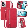Fertuo Cover per Realme 14 / 14T 5G, Custodia a Libro in Pelle PU Flip Case con Porta Carte, Chiusura Magnetica e Cinturino [Disegni di Fiori] Portafoglio Interno Silicone Antiurto, Rosso