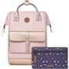 Cabaïa - Zaino Adventurer Queretaro - Maxi 23L - Idrorepellente - scomparto per PC fino a 15″ - 2 tasche intercambiabili - Vegan certificato - Zaino da viaggio, lavoro e scuola - Rosa