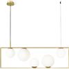 Miloox Sforzin BUBLE LAMPADARIO A SOSPENSIONE 5 SFERE OPALINO STRUTTURA ORO SPAZZOLATO E BRONZO ATTACCO E27
