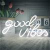 Weeddy Good Vibes - Insegna al neon a LED, per decorazione da parete, decorazione artistica, lettera al neon, per camera da letto, festa di compleanno, matrimonio, San Valentino (Good Vibes-White), 40 x 24