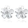 Reffeer Orecchini a forma di fiore in argento Sterling 925 per donne e ragazze, orecchini a forma di fiore, 1 cm, Argento, Zirconia cubica