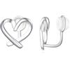 Reffeer Orecchini a clip in argento Sterling 925 massiccio a forma di cuore d'amore, senza piercing, polsini per donne, orecchini avvolgenti a forma di cuore, 0.47 inch, Argento sterling, Nessuna