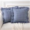 K MASANIJI Confezione da 2 federe per cuscini a quadretti, 45,7 x 45,7 cm, 100% cotone a scacchi, per letto/divano (45,7 x 45,7 cm, blu navy/bianco a quadri)
