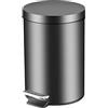 GONICVIN Pattumiera rotonda a pedale in acciaio inox da 3 l, con coperchio in metallo e secchio interno rimovibile, per bagno, cucina, casa, ufficio (nero)