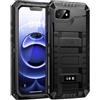 Lanhiem Cover per iPhone 17E/16E IP68 Impermeabile, Cover Metallo Antiurto Militare con Pellicola Protettiva, 360° Completa Protezione Subacquea Antipolvere Custodia per iPhone 17E/16E, Nero