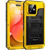 Lanhiem Cover per iPhone 16 IP68 Impermeabile, Cover Metallo Antiurto Militare con Pellicola Protettiva, 360° Completa Protezione Subacquea Antipolvere Custodia per iPhone 16, Giallo