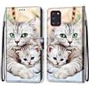 Mo-Somnus Cover per Samsung Galaxy A31, Custodia in PU Pelle Magnetica Libro Flip Caso Antiurto Portafoglio [Supporto Stand] con Porta Carte e Cinturino da Polso Wallet Case (Gatti 2)