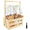 HuhWafee Cestino regalo per bambini, in legno, con manico e 5 appendiabiti, per baby shower, box doccia, armadio, cestino personalizzato per neonati, per compleanni, baby shower, regalo di Natale