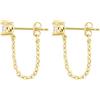 Reffeer Orecchini a catena in argento Sterling 925, per donne e ragazze, piccoli orecchini, 2.1CM, Argento, Zirconia cubica