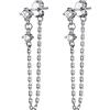 Reffeer Collana in argento sterling 925, orecchini pendenti per donne e ragazze catene orecchini nappa, 35mm, Argento, Zirconia cubica