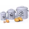 Relaxdays Contenitori Porta Patate Cipolle e Aglio, Set da 3 Barattoli da Cucina, Coperchio e Fori, Metallo, Grigio