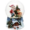Dekohelden24 Palla di neve Babbo Natale con renna e pinguino blu con paesaggio invernale natalizio e carico, melodia: White Christmas