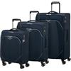 American Tourister Poproll - Set di 3 valigie morbide (Bagaglio a mano, Media, Grande), Leggero - Blu (Navy)
