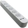 CHACON Blocco multipresa 5 x 16 A con USB, 1,5 m, colore: Bianco/Grigio