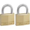 Master Lock 140EURT Confezione da 2 Lucchetti con Chiavi in Ottone, Oro, 6 x 4 x 1.3 cm