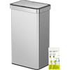 EKO NOVA - Pattumiera da 80 l con sensore, pattumiera automatica, con sensore di movimento, rettangolare, coperchio morbido, resistente alle impronte digitali, in acciaio inox opaco