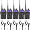 TECHSIDE MOD. POTENTE 8W | Tri-Power Radio TS-T9+ Dual Band Vhf/Uhf | COMPATIBILE BAOFENG canali PREINSTALLATI MIDLAND G9 Pro TI-F8+ PMR446 LPD SoftAir Vigilanza Trekking | Premium Garanzia ITA (5 Pz)