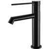 KeeGone Miscelatore per lavabo girevole a 360°, rubinetto per bagno con miscelatore per acqua calda e fredda, altezza del beccuccio 122 mm, rubinetto monocomando per bagno, nero opaco