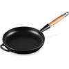 LE CREUSET Padella Evolution con manico in legno in ghisa vetrificata, diameter 26 cm, Nero opaco, 20258260000422