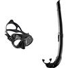 Cressi Nano, Maschera Subacquea Unisex & ndash; Adulto, Nero & Corsica, Snorkel Flessibile per Apnea, Pesca Subacquea, Snorkeling e Immersioni Unisex & ndash; Adulto, Nero/Nero, Taglia Unica
