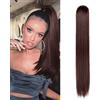 Gairyan 60cm Coda Finta Capelli Extension Lisci con Pinza Posticci per Capelli Sintetici Extension Coda Capelli Lunghi Clip Coda di Cavallo Claw Ponytail Naturale per Donna, Marrone scuro & Auburn