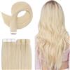 TESS Extension Capelli Veri Biadesivo 30 cm #60 Biondo Platino 20 PCS 20g