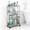 powerking 4-Tier Slim Rolling Utility Storage Cart, Carrello, Organizzatore di scaffali mobili per cucina, lavanderia, soggiorno, balcone, bagno, ufficio, posti stretti (Grigio, 4-Tiers)