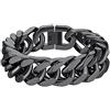 Richsteel Cuban Link Catna Cubana Bracciale in Metallo 8mm 12mm 17mm Larghezza, Bracciale Catena 19cm 21cm 23cm Lungo, in Acciaio Inossidabile Argento Nero Oro