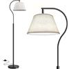 BBHome Lampada da terra per Soggiorno, Lampada ad Arco con Paralume, Piantana Lampada con Lampadina LED da 9 W, Lampada da terra Moderna E27 da 170 cm per Salotto, Camera da letto (Lino)