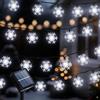 Qoosea Catena Luminosa Solare, 12m 100 LED Fiocco di Neve luci Natale Solari Impermeabile, 8 Modalità Lucine led Decorative Addobbi Natalizi per Giardino Festa Halloween Decorazione, Bianco