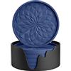 STLIAN Sottobicchieri in silicone con supporto, confezione da 6, sottobicchieri per bevande calde o fredde, addensati, antiscivolo, antiaderenti, vassoio profondo blu navy