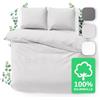 Jacobson Set di Biancheria da Letto 155 x 220 cm, 100% Cotone, Copripiumino 155 x 220 cm e 2 Federe 80 x 80 cm, Percalle di 3 Pezzi con Chiusura a Zip (155 x 220 cm, Grigio Chiaro, 3 Pezzi)