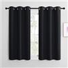 NICETOWN Tende Oscuranti per Interni Termiche Isolanti con Anelli per Camera da Letto Moderna Tenda Cucina Finestra Decorazione per la Casa 2 Pannelli 107x137 CM Nero