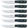 Laguiole Cuisson LAGUIOLE, Set 6 Coltelli Bistecca 'Gleam' Neri - Lama in Acciaio 3CR13, Manico ergonomico in ABS, Eccezionale Nitidezza, Durezza 53 HRC, 22,3 cm, Finitura a Specchio, Nero