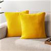 PAVILIA Mustard Yellow Throw Pillow Covers 20x20 Set of 2, Decorative Pillow Cases for Bed Sofa Couch, Boho Aesthetic Accent Decor Cushion Bedroom Living Room, Velvet Square Euro Sham Covers, Yellow
