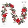 SOMYTING Ghirlanda di bacche artificiali con foglie verdi, ghirlanda di Natale con bacche rosse, ghirlanda di abete, ghirlanda di bacche rosse, per matrimoni, vacanze, camino, scale, decorazione da