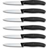 Victorinox Set di Coltelli per Verdure Professionali Swiss Classic, 6 Pezzi, Coltelli Multiuso, a Punta, Lame Affilate, 8 cm, Robusti Manici in Plastica, Nero
