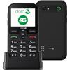 Doro Leva E10 Cellulare per Anziani 4G, Base di Ricarica Inclusa, Display 2.4, Tasti Grandi, Tasto SOS, Nero