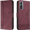 Bravoday Cover per Vivo Y72 5G / IQOOZ3 5G / Y53S / Y52 5G, Flip Custodia in Pelle PU Portafoglio Custodia per Vivo Y72 5G, con Slot per Schede, Vino Rosso