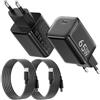 HYDOOD 2Pack Caricabatterie USB-C da 65W, alimentatore USB-C GaN, caricabatterie rapido PPS per MacBook Pro/Air, per iPhone 17 Pro Max/16/15, Galaxy S25/S24/S23, Pad Pro/Air, laptop, nero
