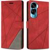 SONWO Cover per Honor 90 Lite, Flip Caso in PU Pelle Case Cover Custodia con Slot per Schede e Supporto Stand per Honor 90 Lite, Rosso