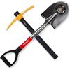 Xforst Set da giardinaggio con piccone e mini-pala, con manico in fibra di vetro e teste in acciaio forgiato, robusti e leggeri, ideali per giardinaggio, campeggio e prospezione. X-S800 & X-PF45.