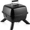 Princess 112256 Barbecue Ibrido Portatile, Elettrico e a carbonella, Metallo, Nero