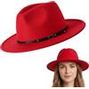 ASTRQLE Cappello Fedora unisex a tesa larga con fibbia per cintura regolabile classico cappello da chiesa Panama per donne uomini, Nero , M