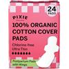 Pixie Cup Pixie Assorbenti Notturni Ultra Sottili Extra Lunghi in Cotone Biologico per Donna - Massima Assorbenza con Ali - Anti Perdite, Ipoallergenici, Senza Profumo, Post Parto - 24 Pezzi